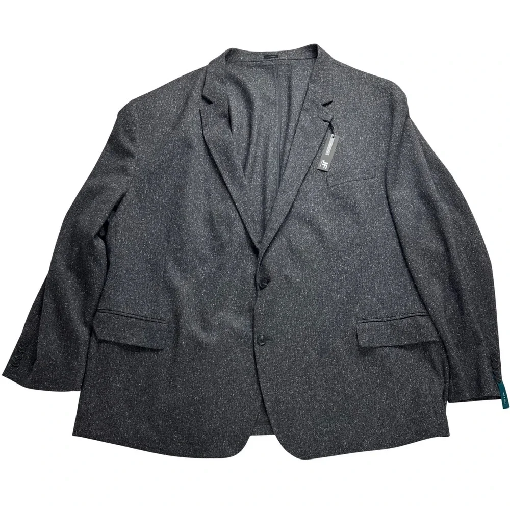 J. Ferrar Big &‎ Tall Blazer 4XL Long Charcoal Grey Textured 2-Button Sport Coat